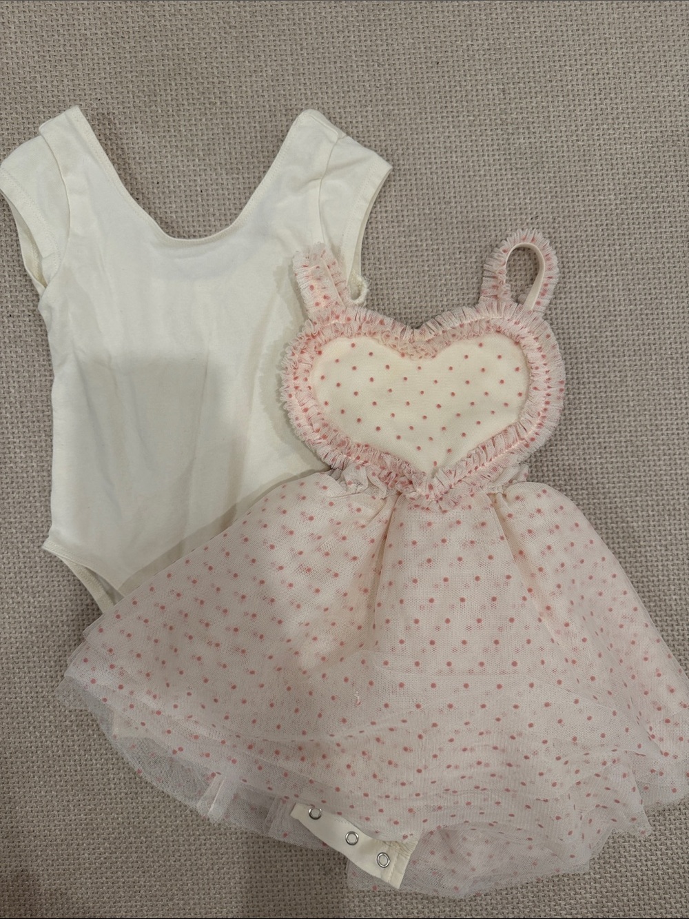 Pink Heart Tulle Dress with White Bodysuit - Girls